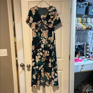 SHEIN Navy Floral High Low Dress